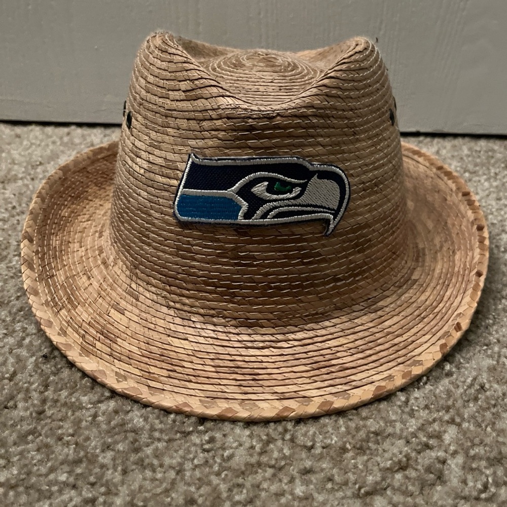 Mens Vintage 100% Straw NFL Seahawks Football Cowboy Hat Size 7.5